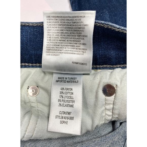 AGOLDE Jeans Sophie Cropped Raw Hem Dark Wash Size 29 - Picture 9 of 10